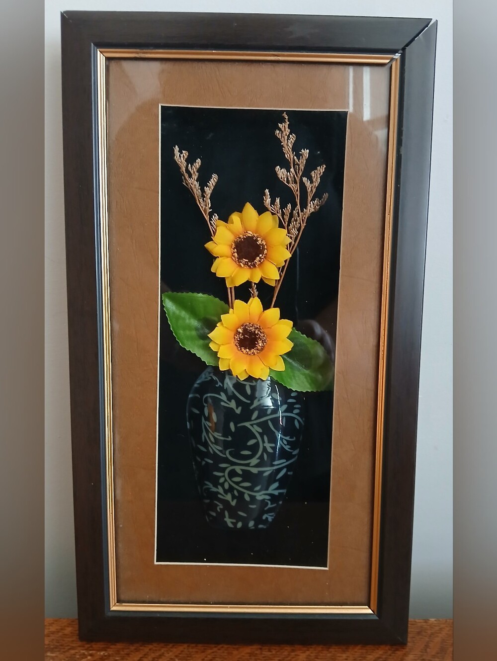 Vintage Framed Dry And Artificial Flower Art